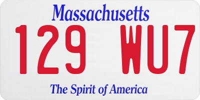 MA license plate 129WU7