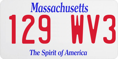 MA license plate 129WV3