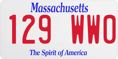 MA license plate 129WW0
