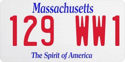 MA license plate 129WW1
