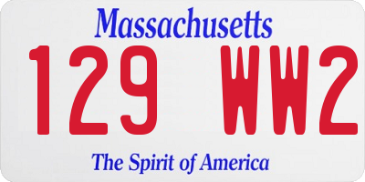 MA license plate 129WW2