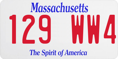 MA license plate 129WW4