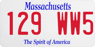 MA license plate 129WW5
