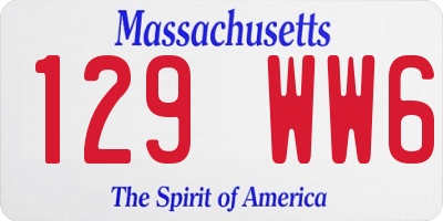 MA license plate 129WW6