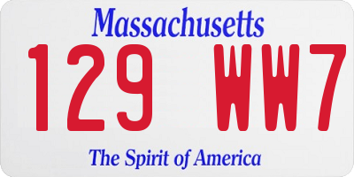 MA license plate 129WW7