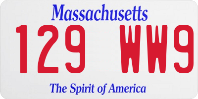MA license plate 129WW9