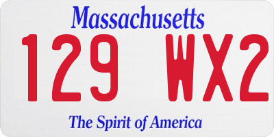 MA license plate 129WX2