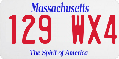 MA license plate 129WX4