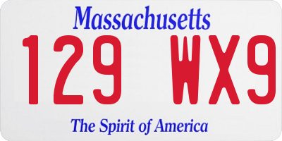 MA license plate 129WX9