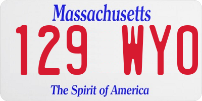 MA license plate 129WY0
