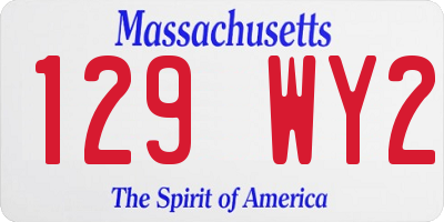 MA license plate 129WY2