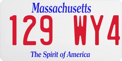 MA license plate 129WY4