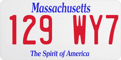 MA license plate 129WY7