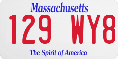 MA license plate 129WY8