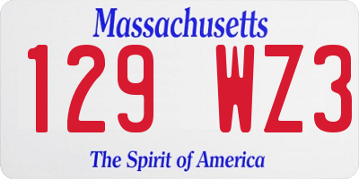 MA license plate 129WZ3