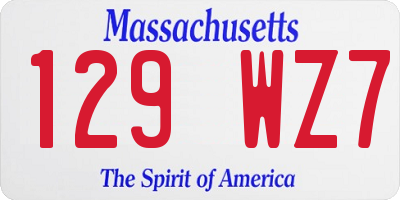 MA license plate 129WZ7