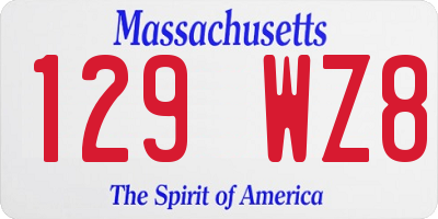 MA license plate 129WZ8