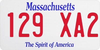 MA license plate 129XA2