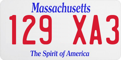 MA license plate 129XA3