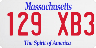 MA license plate 129XB3