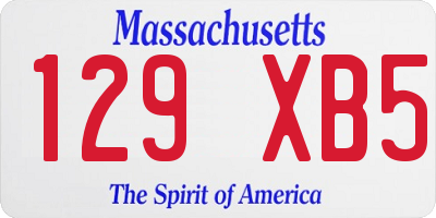 MA license plate 129XB5
