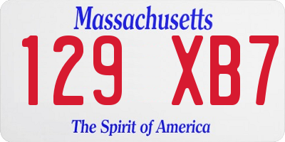 MA license plate 129XB7