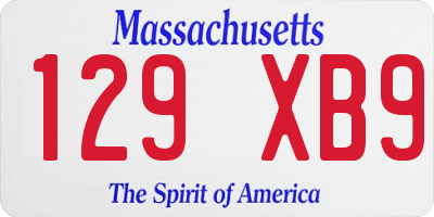 MA license plate 129XB9