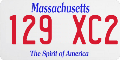 MA license plate 129XC2