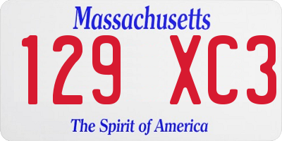 MA license plate 129XC3