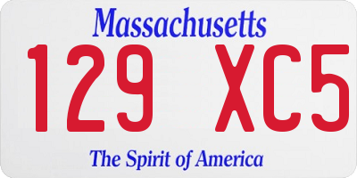 MA license plate 129XC5