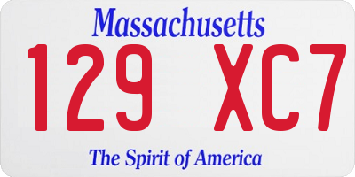 MA license plate 129XC7
