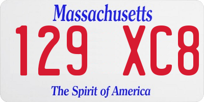MA license plate 129XC8