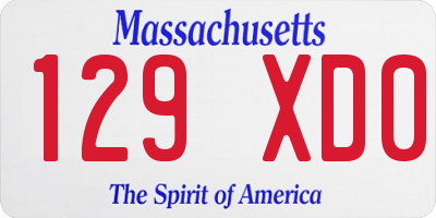 MA license plate 129XD0