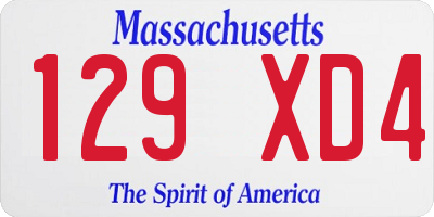 MA license plate 129XD4