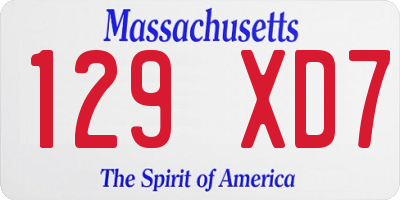 MA license plate 129XD7