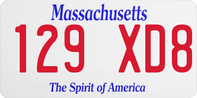 MA license plate 129XD8