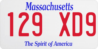 MA license plate 129XD9