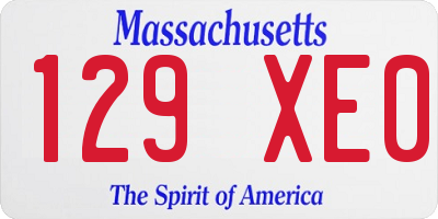 MA license plate 129XE0