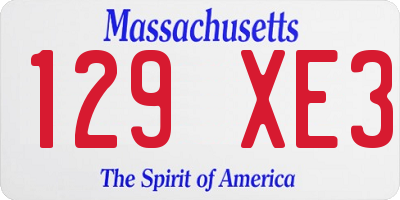 MA license plate 129XE3