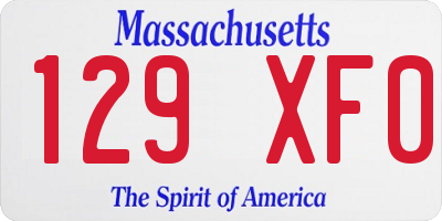 MA license plate 129XF0