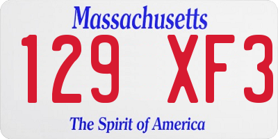 MA license plate 129XF3