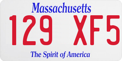 MA license plate 129XF5