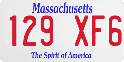MA license plate 129XF6