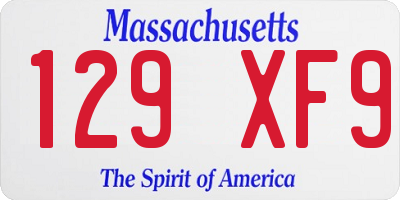 MA license plate 129XF9