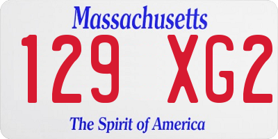 MA license plate 129XG2