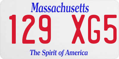 MA license plate 129XG5