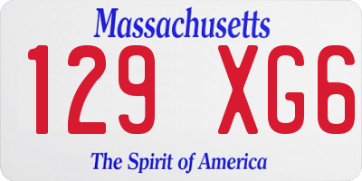 MA license plate 129XG6