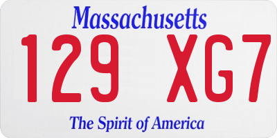 MA license plate 129XG7
