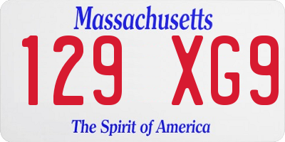 MA license plate 129XG9