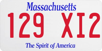 MA license plate 129XI2